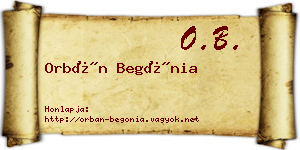Orbán Begónia névjegykártya